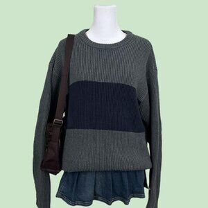 striped ribbed vintage 90s chunky cotton knit sweater indie skate grunge